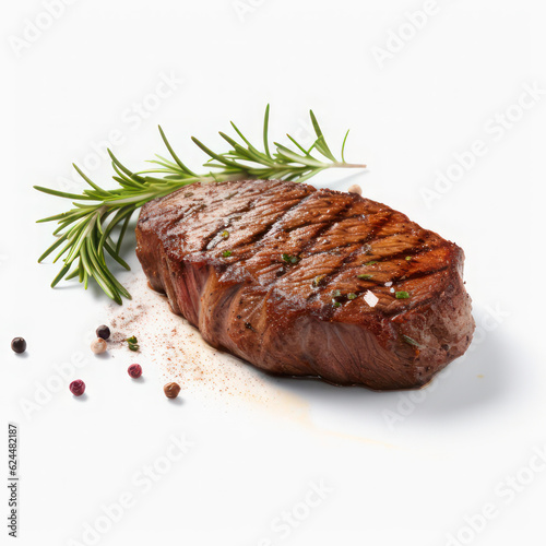 Steak isolated on a white background. AI generative.