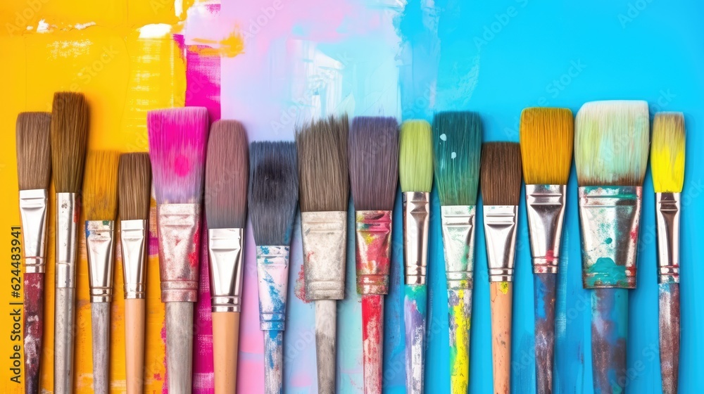 Fototapeta premium Brushing Creativity: Artistic Paintbrush Craft Background