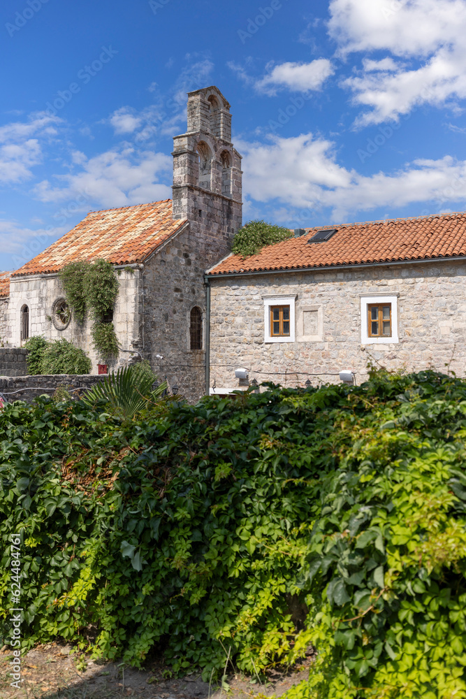 Santa Maria in Punta Church with tower bell, Budva, Montenegro