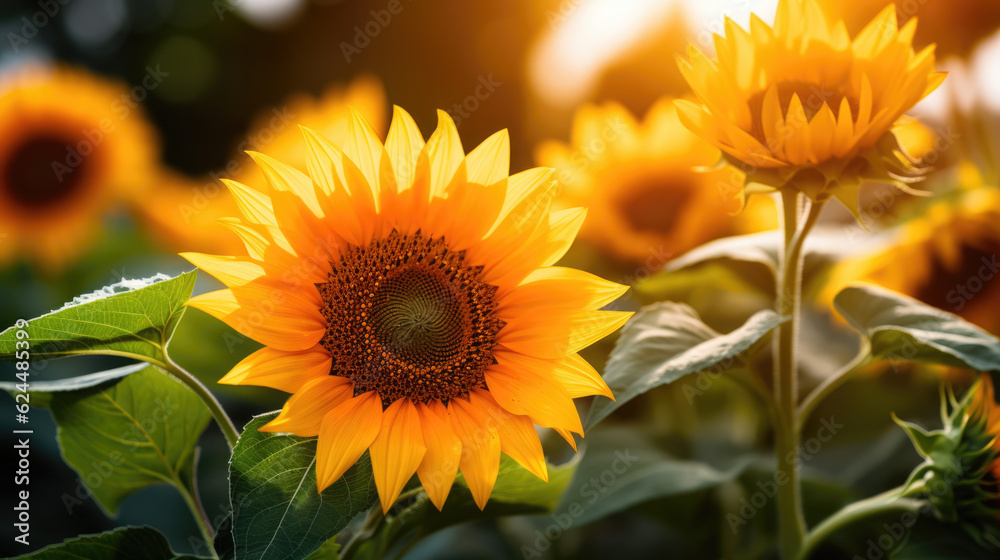 Fototapeta premium Outdoor Argiculture close photo of a Sunflower plant