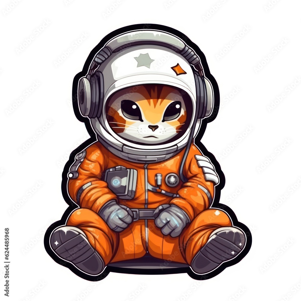 sticker with cute little cat in a space suit, adorable characters, ai tools generated image sticker with cute little cat in a space suit, adorable characters, ai tools generated image