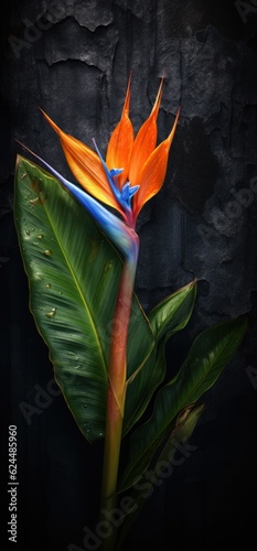 vertical background with lush exotic flower and leaves  ai tools generated image