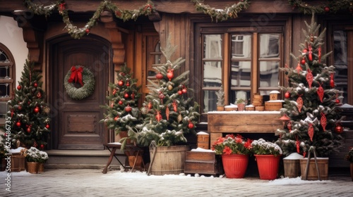 Christmas decorations in a small charming village