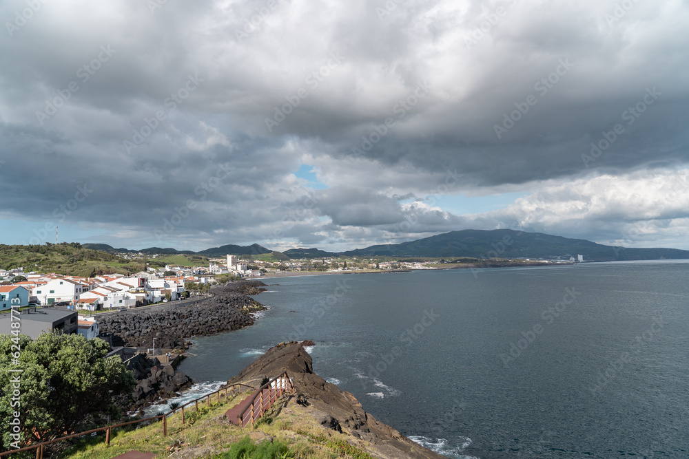 View over city and sea. View over city and sea.