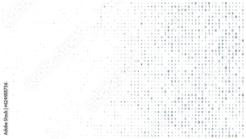 Loop animation of blue random digital data matrix of binary code numbers isolated on a white background with a text space. Seamless motion background for technology, cyberspace or big data concept