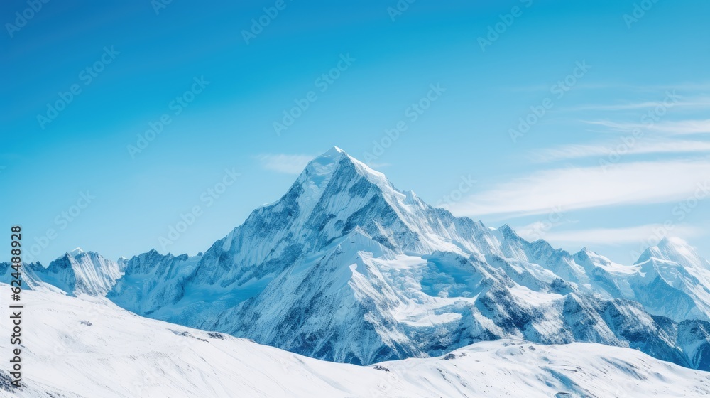 Snow-capped mountains against a clear sky