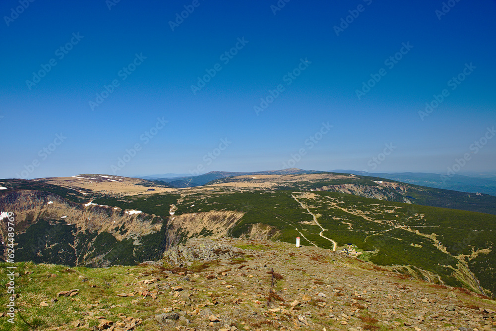 Karkonosze National Park in beautiful summer day. View from the top of Sniezka on the Polish-Czech border