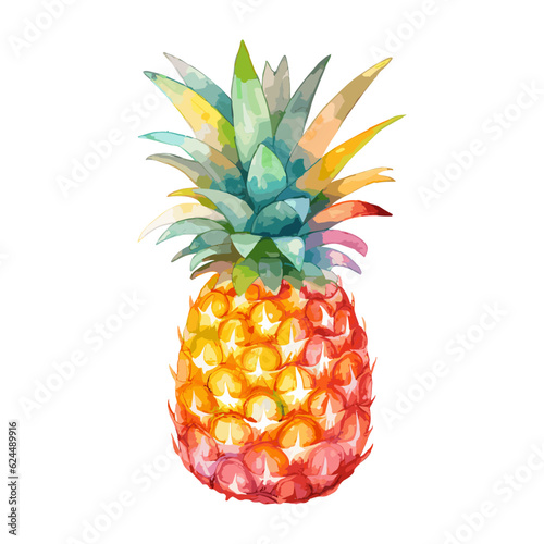 a watercolor pineapple vector. Isolated on white. clipart for graphic resources.  Fruit painting vector illustration