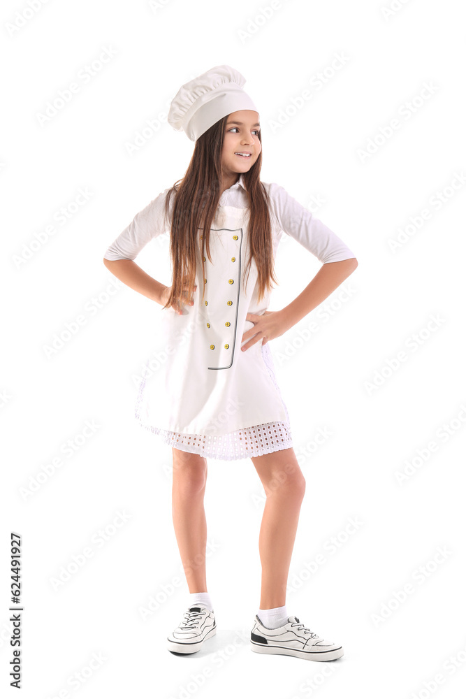 Little baker in uniform on white background Little baker in uniform on white background