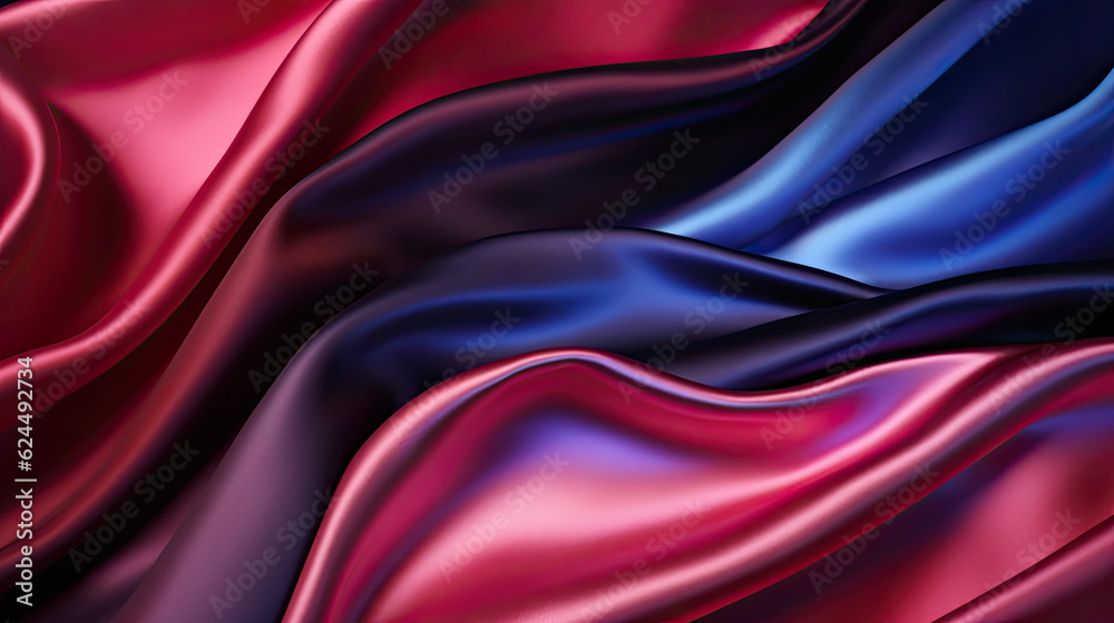 Black blue violet purple maroon red magenta silk satin, Color gradient, Abstract background, Drapery, curtain, Folds, Shiny fabric, Glow glitter neon electric light metallic, Line stripe