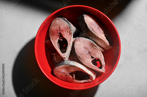 Raw pieces of ilish .the world famous ilish fish of padma river of bangladesh photo