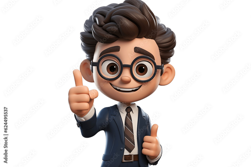 Confident Lawyer 3D Cartoon Character on Transparent Background. AI