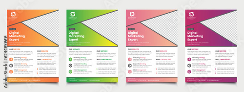 Corporate flyer design template, new digital marketing flyer set, vector illustration template in A4 size.