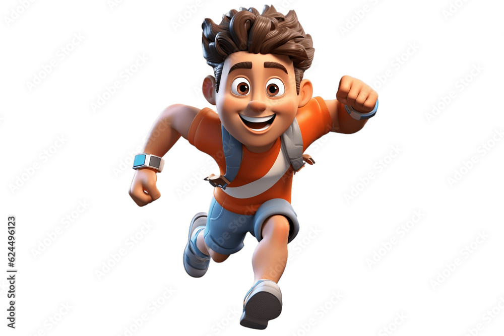 Resilient Athlete: 3D Cartoon Character on Transparent Background. AI