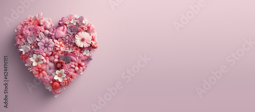 Human heart with pink flowers, love and emotion concept, good hearted person, help and charity, generative AI
 photo
