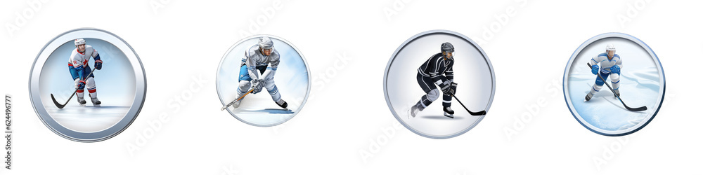 Obraz premium Ice Hockey clipart collection, vector, icons isolated on transparent background