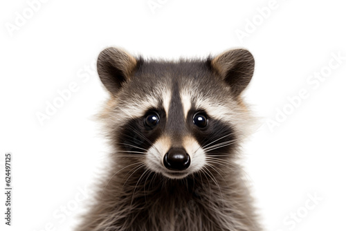 Young Raccoon Facing the Camera in a Headshot on a Transparent Background. AI