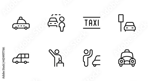 Taxi icon, taxi service, taxi calling, vector illustration. linear Editable Stroke. Line, Solid, Flat Line, thin style and Suitable for Web Page, Mobile App, UI, UX design.