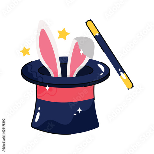 Magic hat doodle vector filled outline Sticker. EPS 10 file