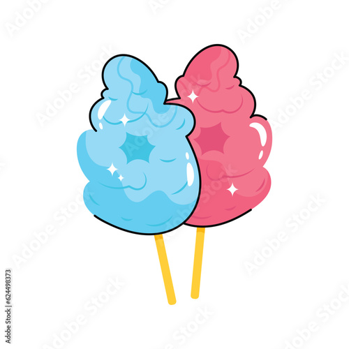 Cotton candy doodle vector filled outline Sticker. EPS 10 file