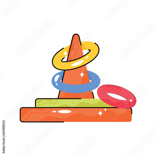 Ring toss doodle vector filled outline Sticker. EPS 10 file