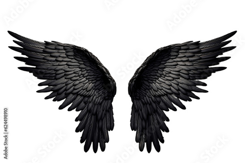 Black Angel Wing on Transparent Background. AI