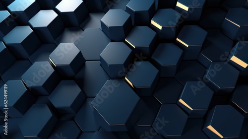 Hexagon nanotechnology Molecular Grid Dark Background, vector illustration.