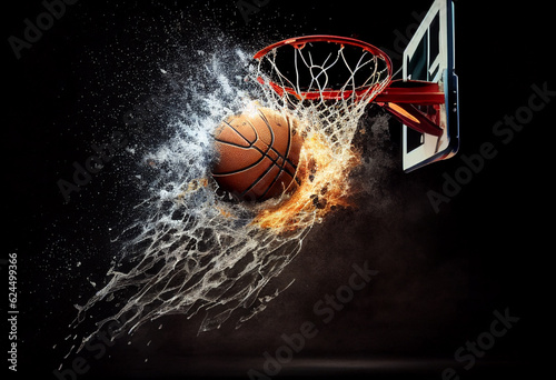 Basketball hoop on a dark background. AI Generated ©  iiulia