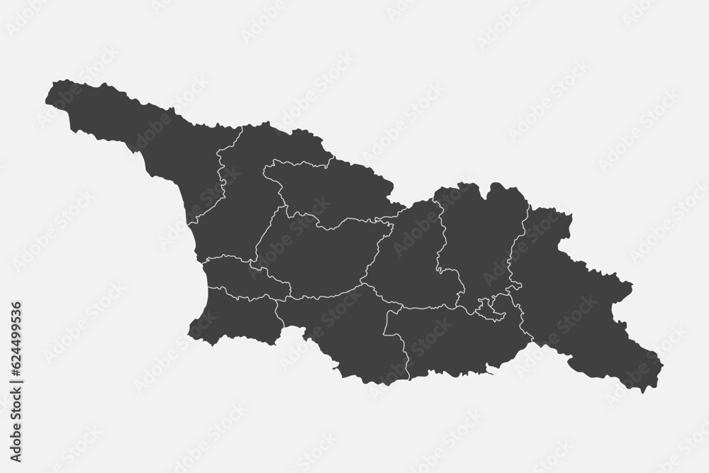 Vector map country Georgia divided on regions Vector map country Georgia divided on regions