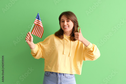 Young woman with USA flag s...