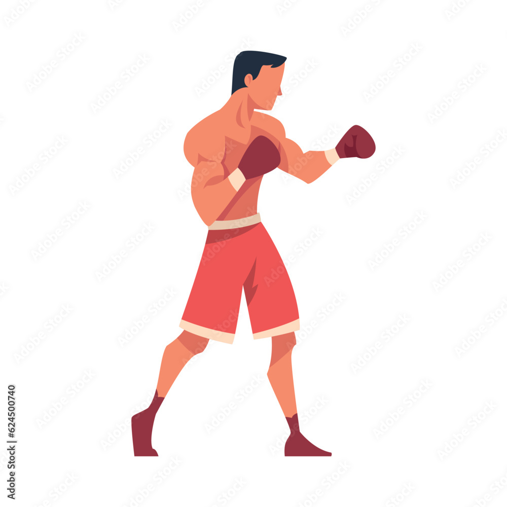 Man Engaged in Kickboxing as Martial Arts Vector Illustration Man Engaged in Kickboxing as Martial Arts Vector Illustration