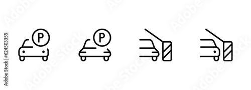 Parking icon. Car parking icon. vector illustration. linear Editable Stroke. Line, Solid, Flat Line, thin style and Suitable for Web Page, Mobile App, UI, UX design.