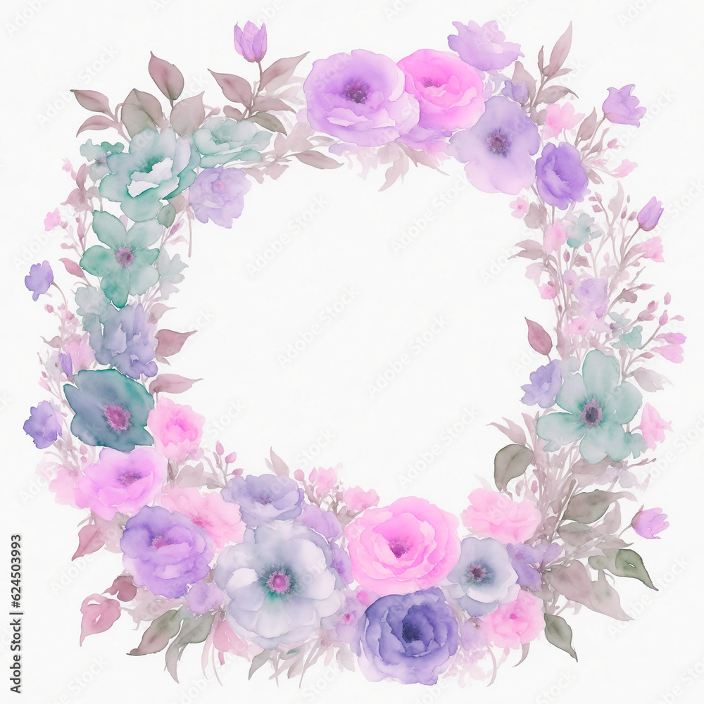 Frame of colorfull flowers over white background with copy space. Generative AI Frame of colorfull flowers over white background with copy space. Generative AI