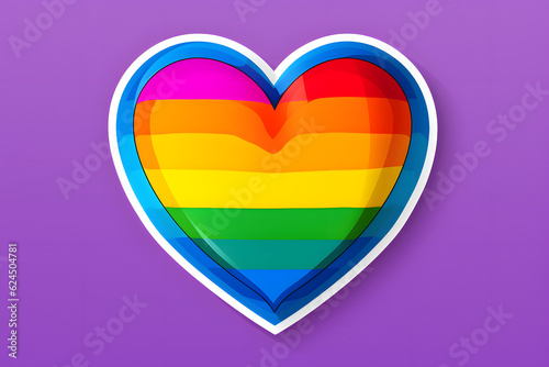 Free Download Bright rainbow heart on a purple background with a blue border - GFXLoad