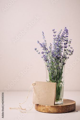 Bouquet of lavender and mockup  blank card.