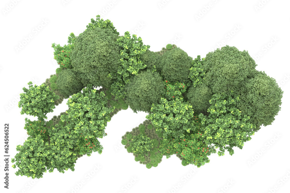 Landscape isolated on transparent background. 3d rendering - illustration Landscape isolated on transparent background. 3d rendering - illustration