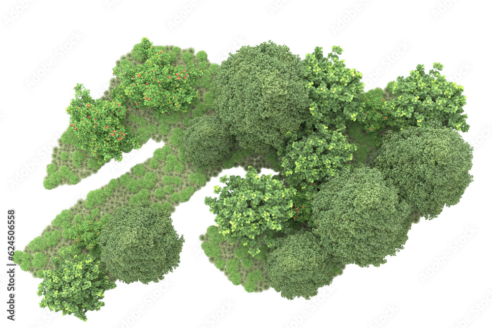 Landscape isolated on transparent background. 3d rendering - illustration Landscape isolated on transparent background. 3d rendering - illustration