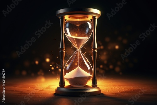 Epic Hourglass With Glowing Sand. Generative Ai