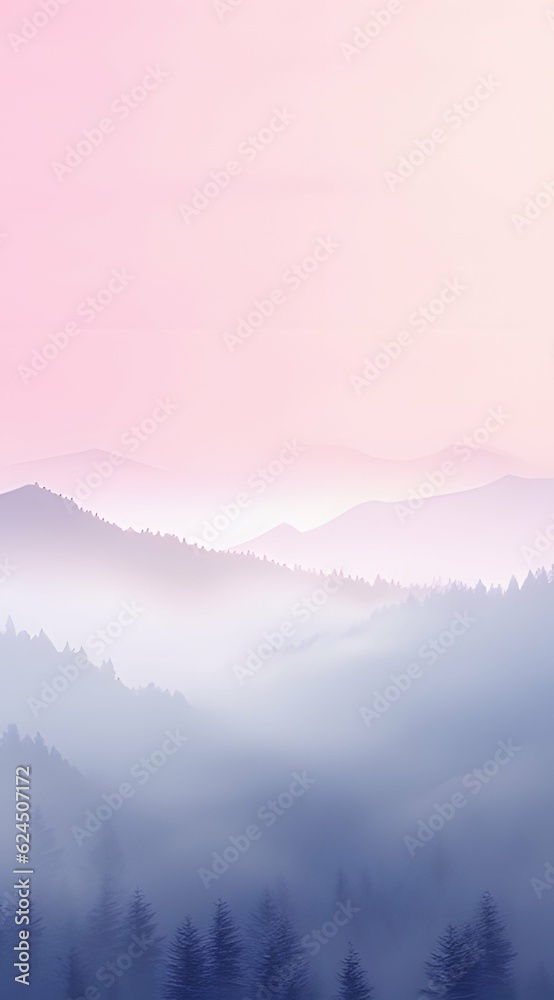 Misty morning light pink purple pastel gradient dreamy atmosphere phone wallpaper background, ai generated 