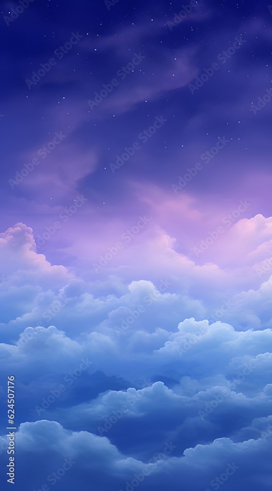Purple gradient mystical moonlight sky with clouds and stars phone background wallpaper, ai generated Purple gradient mystical moonlight sky with clouds and stars phone background wallpaper, ai generated
