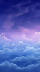 Purple gradient mystical moonlight sky with clouds and stars phone background wallpaper, ai generated