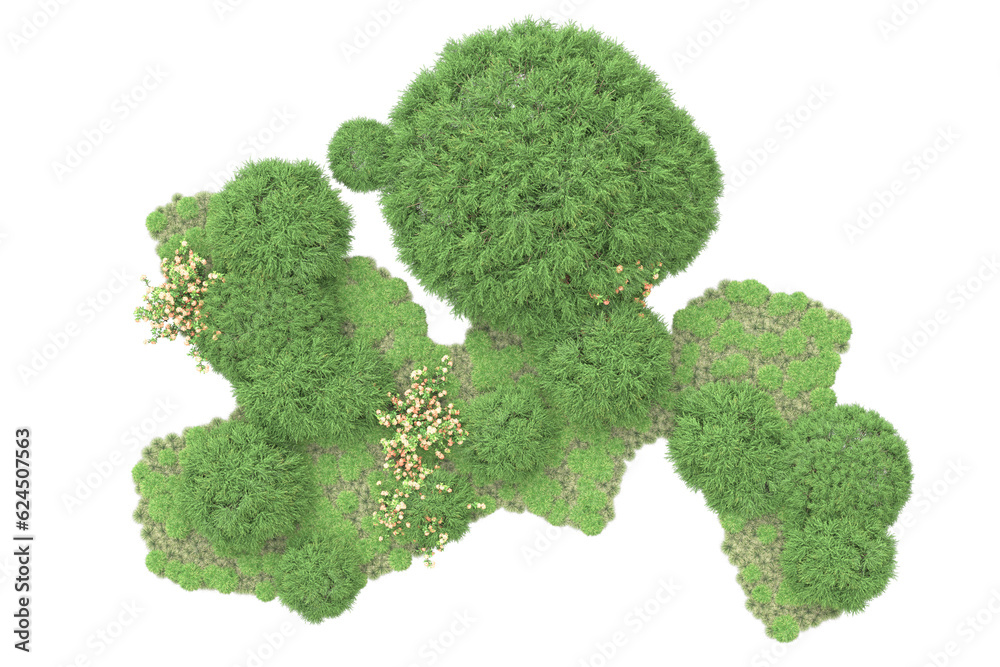 Landscape isolated on transparent background. 3d rendering - illustration Landscape isolated on transparent background. 3d rendering - illustration