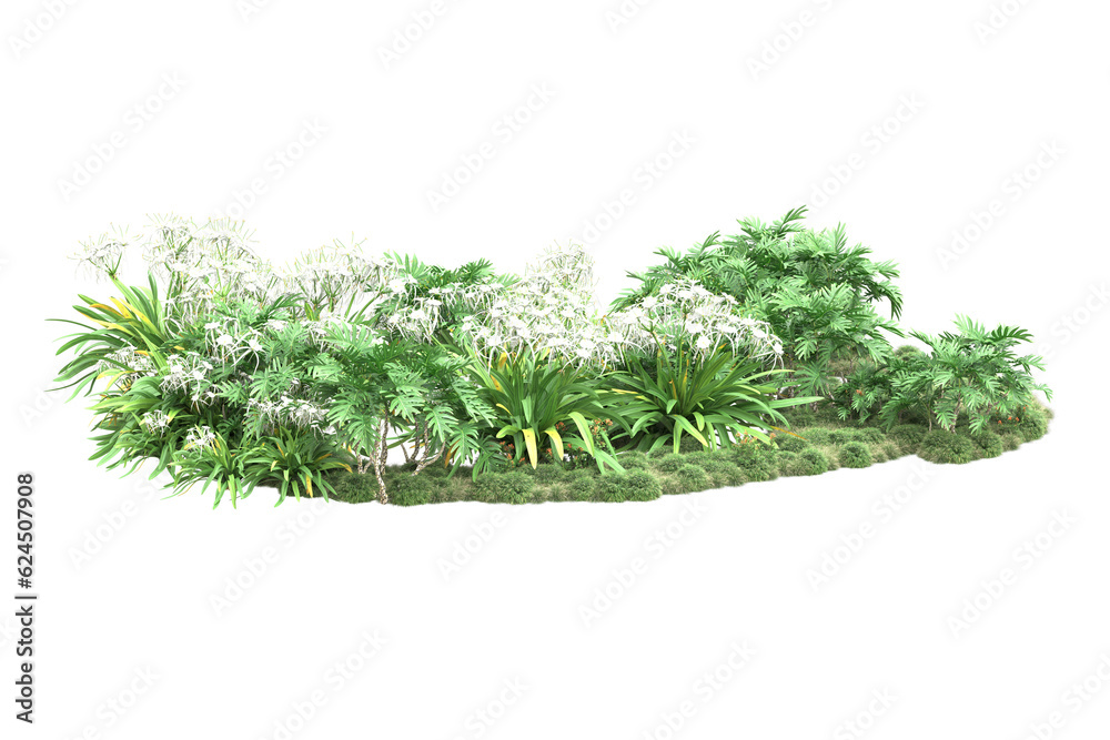 Landscape isolated on transparent background. 3d rendering - illustration Landscape isolated on transparent background. 3d rendering - illustration