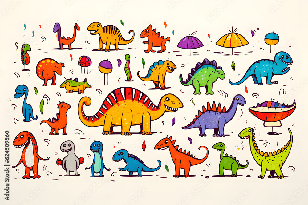 Naklejka premium set of cartoon dinosaurs animals monster