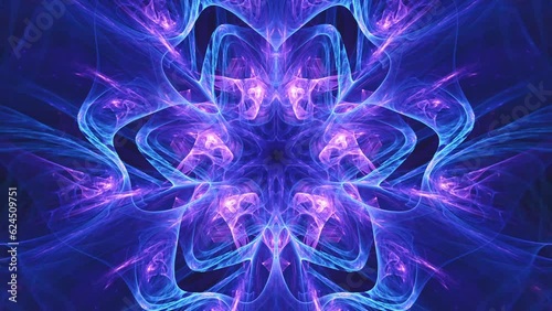 Seamless looping sacred mandala, deep mind spiritual visual awakening of intricate flowing geometric design in fluid motion. 