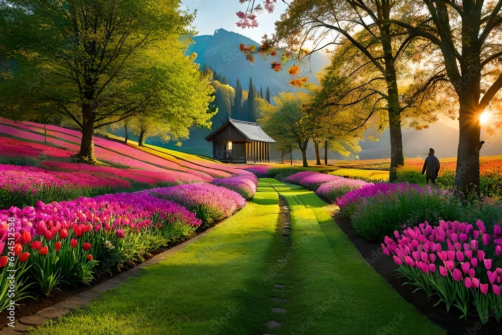 Obraz premium spring in the park Generated Ai