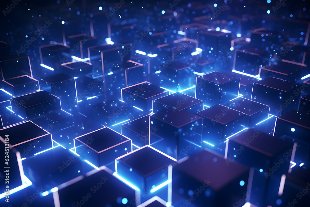 Obraz premium information technology and blockchain abstract background wallpaper with futuristic graphic design and technological elements