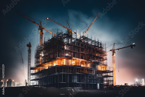 building under construction, industrial development, construction site engineering
