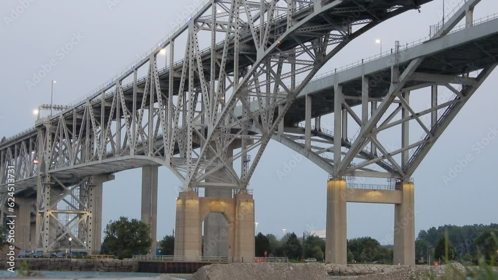 Land Border Crossing Bridge At Dusk Background Land Border Crossing Bridge At Dusk Background