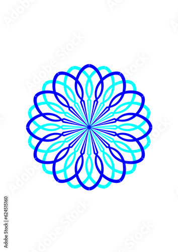 blaue rosette in form einer sternförmigen blüte mit leicht spitz auslaufenden blütenblättern